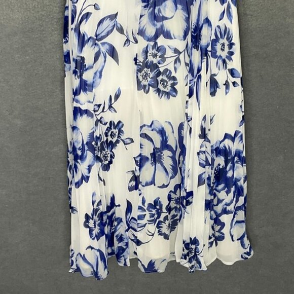 Eliza J Floral Dress‎ Womens Sz 12 Blue Pleated Sleeveless Party Cocktail Dress - Picture 7 of 11